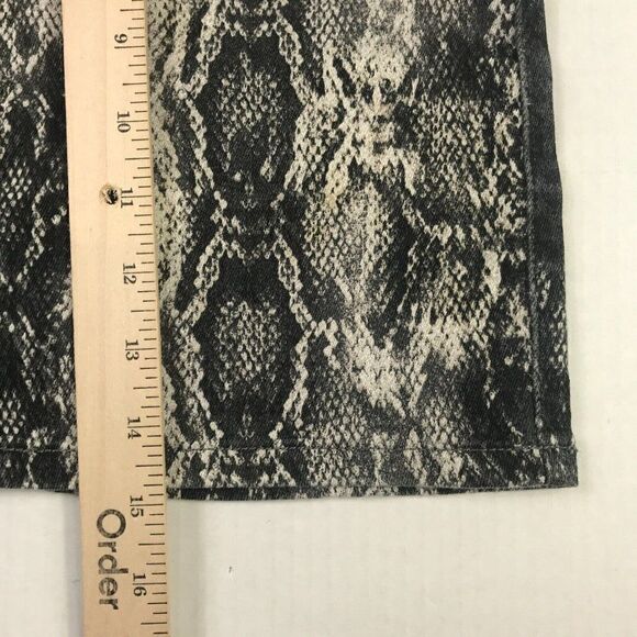 ZARA Womens Mini Denim Skirt Snakeskin Print Stretch Pockets Front Zip Size XS - Picture 6 of 10